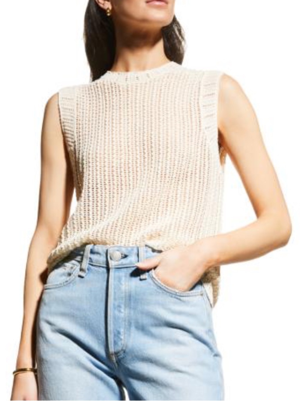 rag & bone Riley knit sweater tank in ecru Size S
